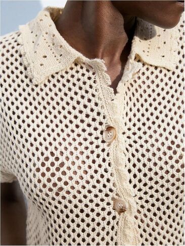 GORGLITTER Women's Summer Oversized Cardigans Short Sleeve Lightweight Button Up Crochet Tops in Saudi Arabia