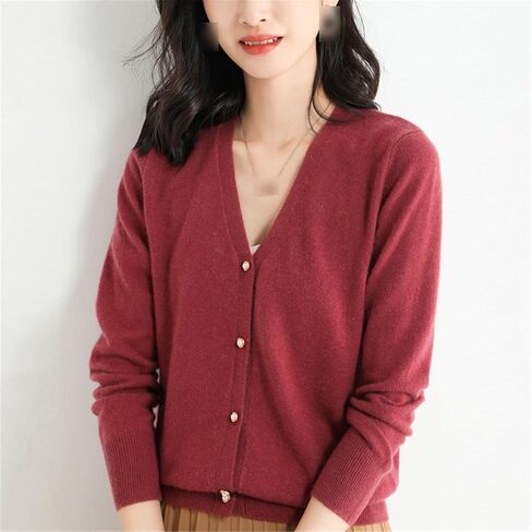 Cashmere Cardigan Sweater for Women V-Neck Cashmere Cardigan Solid Color Womens Knitted Loose Cardigan Sweaters in Saudi Arabia