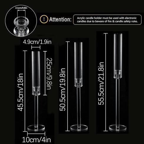 6 قطع من حاملات الشموع الأكريليك من Vincidern للطاولة، حامل شموع مستدقة لديكور الزفاف، غرفة الطعام، الهالوين، حامل شمعدان ديكور عيد الميلاد، مجموعة حامل شموع مستدقة in Kuwait