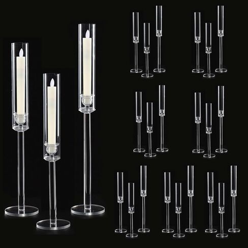 6 قطع من حاملات الشموع الأكريليك من Vincidern للطاولة، حامل شموع مستدقة لديكور الزفاف، غرفة الطعام، الهالوين، حامل شمعدان ديكور عيد الميلاد، مجموعة حامل شموع مستدقة in Kuwait