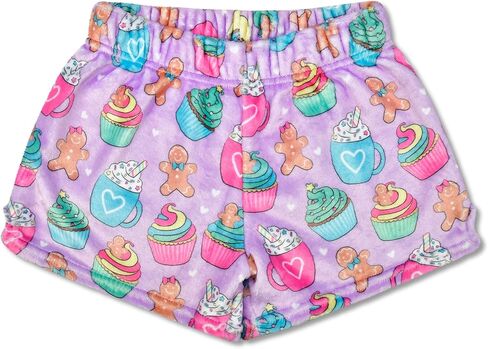 iscream Big Girls Silky Soft Plush Fun Print Fleece Shorts - Joyous Holiday Collection in Kuwait