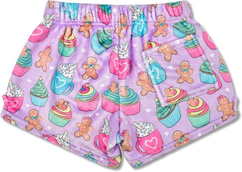 iscream Big Girls Silky Soft Plush Fun Print Fleece Shorts - Joyous Holiday Collection in Kuwait
