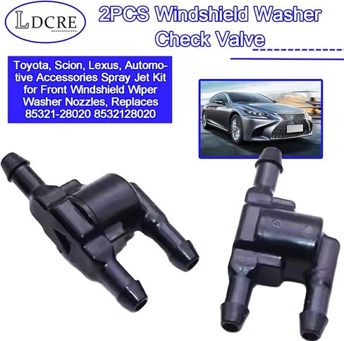 قطعتان من صمام فحص الزجاج الأمامي لسيارة Toyota، Scion، Lexus، مجموعة رذاذ ملحقات السيارات لفوهات غسالة ممسحة الزجاج الأمامي، يستبدل 85321-28020 8532128020 in Saudi Arabia