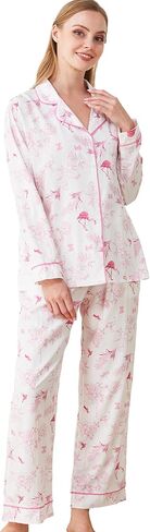 Women's Floral Pajama Sets 2 Piece Long Sleeve Button Down Sleepwear - Soft Comfy Pjs Loungewear with Pockets S-XXL in Saudi Arabia