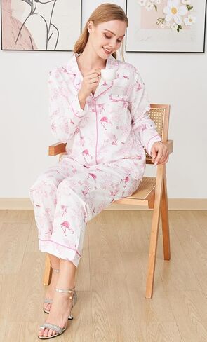 Women's Floral Pajama Sets 2 Piece Long Sleeve Button Down Sleepwear - Soft Comfy Pjs Loungewear with Pockets S-XXL in Saudi Arabia