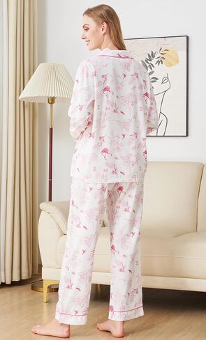 Women's Floral Pajama Sets 2 Piece Long Sleeve Button Down Sleepwear - Soft Comfy Pjs Loungewear with Pockets S-XXL in Saudi Arabia