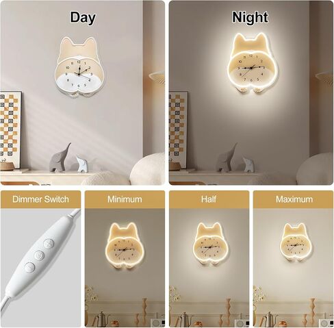 Lighted Corgi - Shaped Wall Clock, Silent Corgi Butt Swaying Tail Warm Light Night Clock For Pet Lovers Gift, Living Room, Kids oom, Nursery, Home in Saudi Arabia
