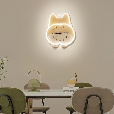 Lighted Corgi - Shaped Wall Clock, Silent Corgi Butt Swaying Tail Warm Light Night Clock For Pet Lovers Gift, Living Room, Kids oom, Nursery, Home in Saudi Arabia