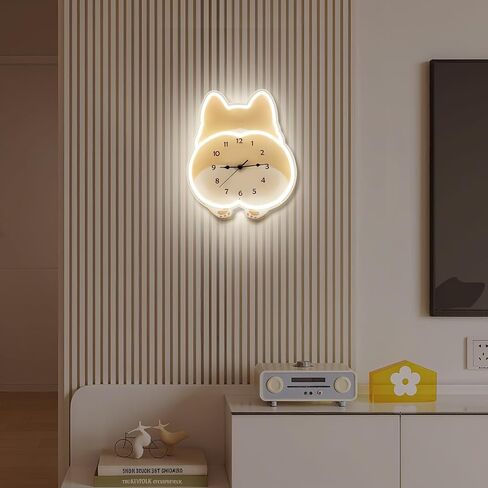 Lighted Corgi - Shaped Wall Clock, Silent Corgi Butt Swaying Tail Warm Light Night Clock For Pet Lovers Gift, Living Room, Kids oom, Nursery, Home in Saudi Arabia