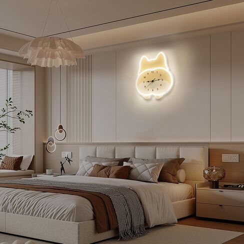 Lighted Corgi - Shaped Wall Clock, Silent Corgi Butt Swaying Tail Warm Light Night Clock For Pet Lovers Gift, Living Room, Kids oom, Nursery, Home in Saudi Arabia