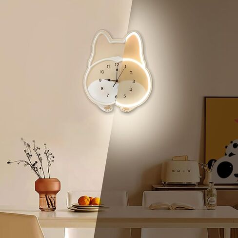 Lighted Corgi - Shaped Wall Clock, Silent Corgi Butt Swaying Tail Warm Light Night Clock For Pet Lovers Gift, Living Room, Kids oom, Nursery, Home in Saudi Arabia