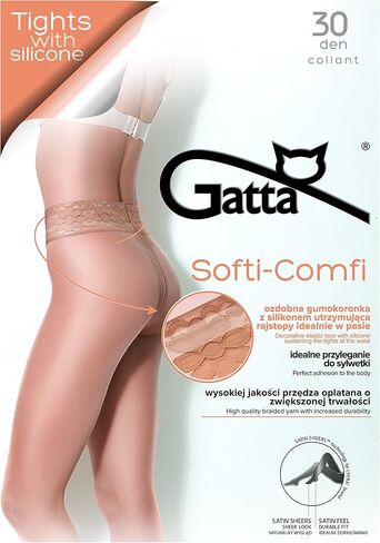 جاتا شير تايتس | جوارب طويلة للسيدات مع حزام خصر مطاطي مريح من الدانتيل SOFTI-COMFI 30 (صنع في أوروبا) in Kuwait