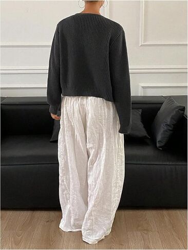 Women's Open Front Lightweight Cardigans V Neck Long Sleeve Button Down Cardigan Sweaters in Saudi Arabia