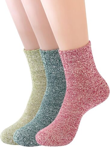 3Pcs Thermal Knit Boot Socks for Women- Soft Fuzzy Crew Socks for Winter, Warm Wool-Like Blend, Cozy Fall & Cold Weather Essential in Saudi Arabia