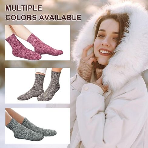3Pcs Thermal Knit Boot Socks for Women- Soft Fuzzy Crew Socks for Winter, Warm Wool-Like Blend, Cozy Fall & Cold Weather Essential in Saudi Arabia