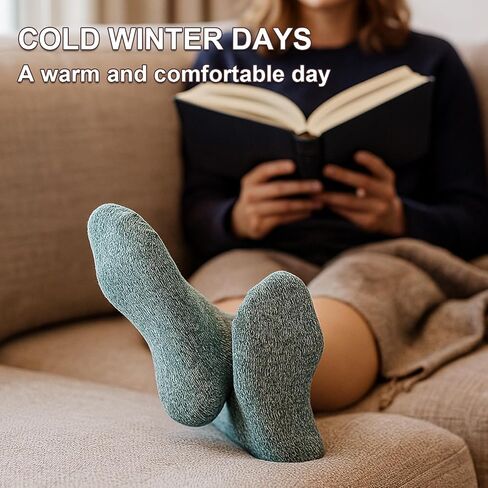 3Pcs Thermal Knit Boot Socks for Women- Soft Fuzzy Crew Socks for Winter, Warm Wool-Like Blend, Cozy Fall & Cold Weather Essential in Saudi Arabia