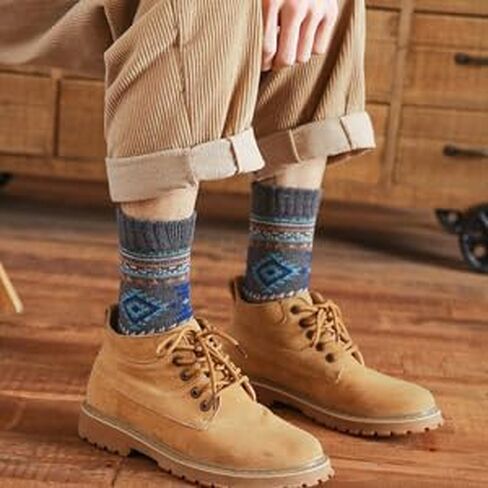 Womens Socks 5 Pair Wool Warm Cotton Thick Vintage Casual Winter Cabin Crew Fuzzy Socks Ideal Gifts in Saudi Arabia