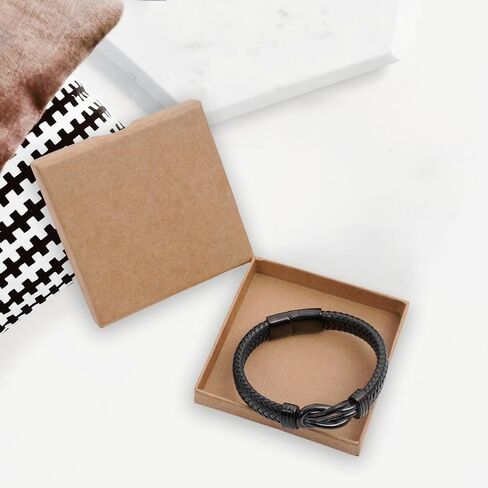 Braided Leather Bracelet for Men Black with Stainless Steel Clasp - Perfect for Everyday Wear & Gifts Christmas & Valentine's Day in Saudi Arabia