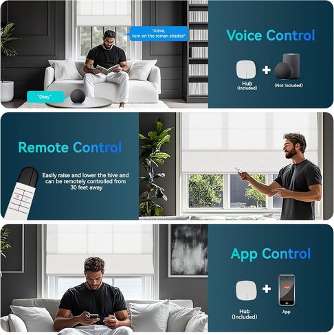 BERISSA Motorized Blinds with Remote,Top Down Bottom up Roman Shades,Smart Roman Shades for Windows,Electric Blinds,Alexa,Google Home- Voice and App Control,Custom Size,Light Filtering Linen White in Saudi Arabia