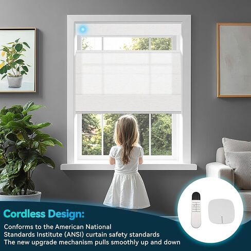BERISSA Motorized Blinds with Remote,Top Down Bottom up Roman Shades,Smart Roman Shades for Windows,Electric Blinds,Alexa,Google Home- Voice and App Control,Custom Size,Light Filtering Linen White in Saudi Arabia
