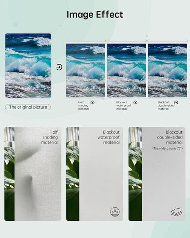 Yoolax Motorized Roller Shades with Remote, Personalized Image Printed Smart Blinds Work with Alexa, Automatic Shades for Windows Bedroom Office, Custom Size and Picture (Nature Sea 2) in Saudi Arabia