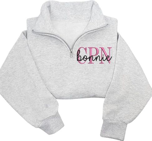 UrbanNEST Custom Embroidered Nurse Quater Zip Sweatshirt, Hoodie, T-Shirt for Women, NP, CPN, RN Sweatshirt, Gifts for Nurses in Saudi Arabia
