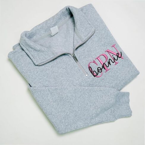 UrbanNEST Custom Embroidered Nurse Quater Zip Sweatshirt, Hoodie, T-Shirt for Women, NP, CPN, RN Sweatshirt, Gifts for Nurses in Saudi Arabia