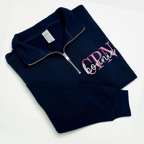 UrbanNEST Custom Embroidered Nurse Quater Zip Sweatshirt, Hoodie, T-Shirt for Women, NP, CPN, RN Sweatshirt, Gifts for Nurses in Saudi Arabia