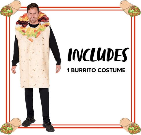 أزياء Spooktacular Creations الرجالية Burrito للبالغين، مجموعة ملابس طعام ممتعة لحفلات الهالوين، والحفلات التنكرية in Kuwait