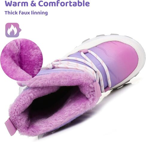 Blikcon Boys Girls Snow Boots Water-Resistant Slip Resistant Warm Winter Shoes (Toddler/Little Kid/Big Kid) in Kuwait