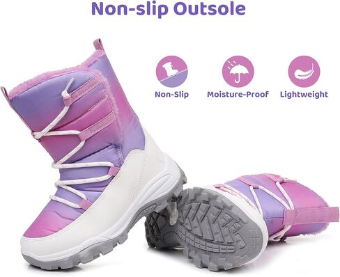 Blikcon Boys Girls Snow Boots Water-Resistant Slip Resistant Warm Winter Shoes (Toddler/Little Kid/Big Kid) in Kuwait