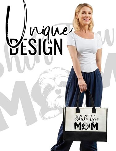 InnoBeta Shih Tzu Gifts for Women Canvas Tote Bag, Shih Tzu Dog Mom Bag with Top Zipper Closure and Shoulder Strap for Birthday, Christmas in Saudi Arabia