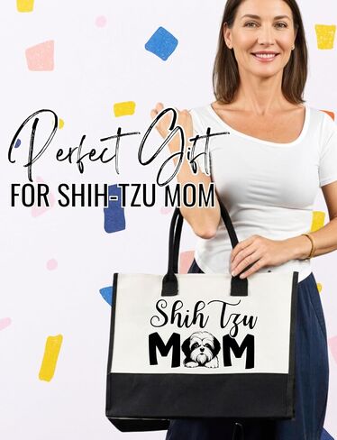 InnoBeta Shih Tzu Gifts for Women Canvas Tote Bag, Shih Tzu Dog Mom Bag with Top Zipper Closure and Shoulder Strap for Birthday, Christmas in Saudi Arabia