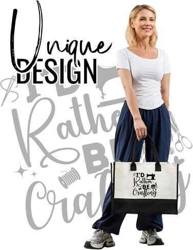 InnoBeta Crafting Gifts Canvas Tote Bag for Crafters Crafty Women Female, Unique Crafting Bag with Top Zipper Closure and Shoulder Strap, Gifts for Birthday, Thanksgiving, Christmas in Saudi Arabia