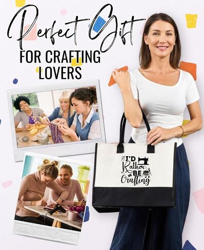 InnoBeta Crafting Gifts Canvas Tote Bag for Crafters Crafty Women Female, Unique Crafting Bag with Top Zipper Closure and Shoulder Strap, Gifts for Birthday, Thanksgiving, Christmas in Saudi Arabia