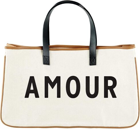 Santa Barbara Design Studio Tote Bag Wedding Collection Black and White 100% Cotton Canvas with Leather Handles in Saudi Arabia