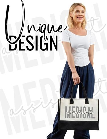InnoBeta Medical Assistant Gifts for Women Canvas Tote, Accessories Bag with Top Zipper Shoulder Strap in Saudi Arabia