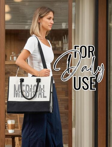 InnoBeta Medical Assistant Gifts for Women Canvas Tote, Accessories Bag with Top Zipper Shoulder Strap in Saudi Arabia