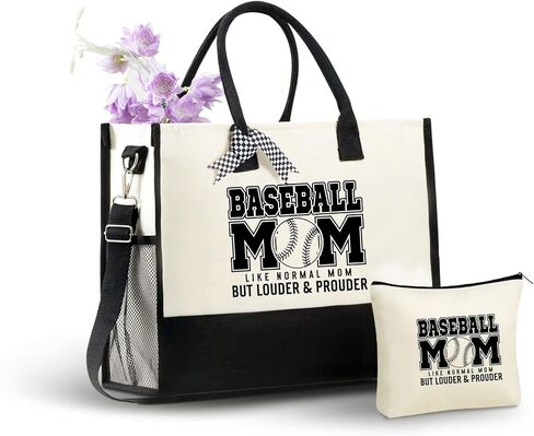 InnoBeta Baseball Gifts for Women, Baseball Mom, Canvas Tote Bag for Mom, Bag with Top Zipper Closure and Shoulder Strap for Birthday, Mothers' Day in Saudi Arabia