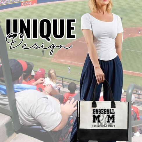 InnoBeta Baseball Gifts for Women, Baseball Mom, Canvas Tote Bag for Mom, Bag with Top Zipper Closure and Shoulder Strap for Birthday, Mothers' Day in Saudi Arabia