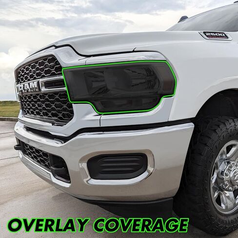 SlickMod PreCut Vinyl Smoke Tint for 2019-2024 Dodge Ram 2500/3500 Headlight (20% Dark Smoke, 1. Headlight) in Saudi Arabia