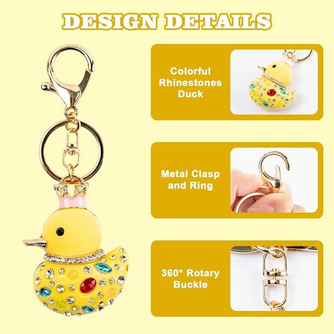 Duck Keychain, Bling Duck Keychains for Women, Duck Rhinestone Crystal Key Chain, Cute Purse Charms for Backpack Bags in Saudi Arabia