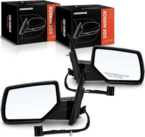 A-Premium Pair (2) Driver and Passenger Side Power Door Mirror - Compatible with Chevrolet Tahoe/Suburban 2015-2020 & GMC Yukon, Yukon XL - Heated Manual Folding Chrome Outside Rear View Mirror in Saudi Arabia