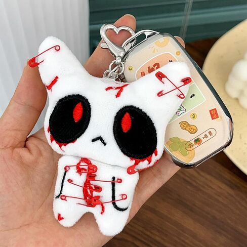Halloween Horror Plush Keychain Creepy Bloody Doll Keyring Scary Accessories for Backpack Car Pendant in Saudi Arabia