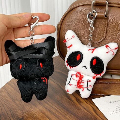 Halloween Horror Plush Keychain Creepy Bloody Doll Keyring Scary Accessories for Backpack Car Pendant in Saudi Arabia