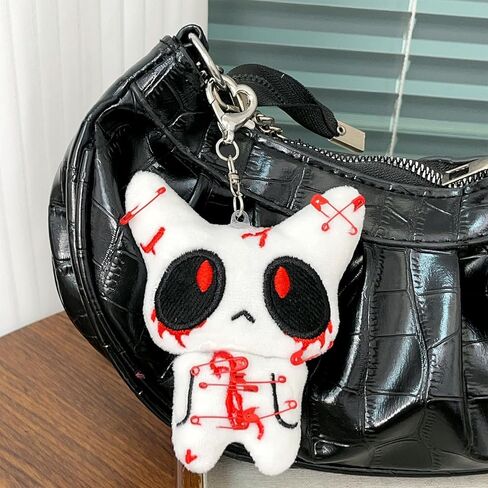 Halloween Horror Plush Keychain Creepy Bloody Doll Keyring Scary Accessories for Backpack Car Pendant in Saudi Arabia