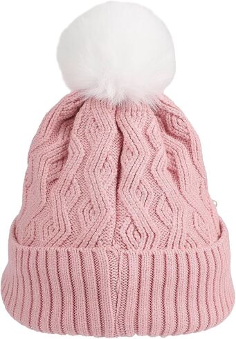 Bioworld Hello Kitty Pink Knit with Faux Fur Pom Cuff Beanie in Saudi Arabia