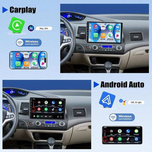 راديو ستيريو للسيارة Android 13 لسيارة Honda Civic 2006-2011، راديو سيارة Android مع CarPlay Android Auto، شاشة لمس 10.1 بوصة راديو السيارة يدعم البلوتوث، GPS، HiFi، FM&AM، RDS، DSP، SWC + كاميرا احتياطية AHD in Kuwait