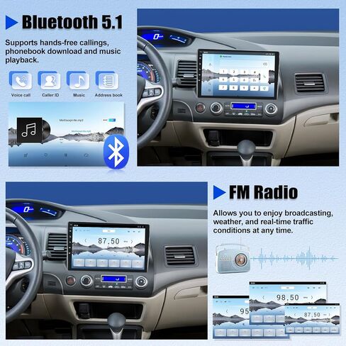 راديو ستيريو للسيارة Android 13 لسيارة Honda Civic 2006-2011، راديو سيارة Android مع CarPlay Android Auto، شاشة لمس 10.1 بوصة راديو السيارة يدعم البلوتوث، GPS، HiFi، FM&AM، RDS، DSP، SWC + كاميرا احتياطية AHD in Kuwait