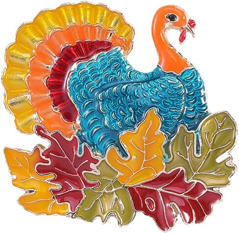 WCRAZYE Thanksgiving Turkey Brooch Pins for Women Girls Cute Vintage Colorful Autumn Fall Turkey Maple Brooches Goth Lapel Pins for Clothes Bags Accessories Gift in Saudi Arabia